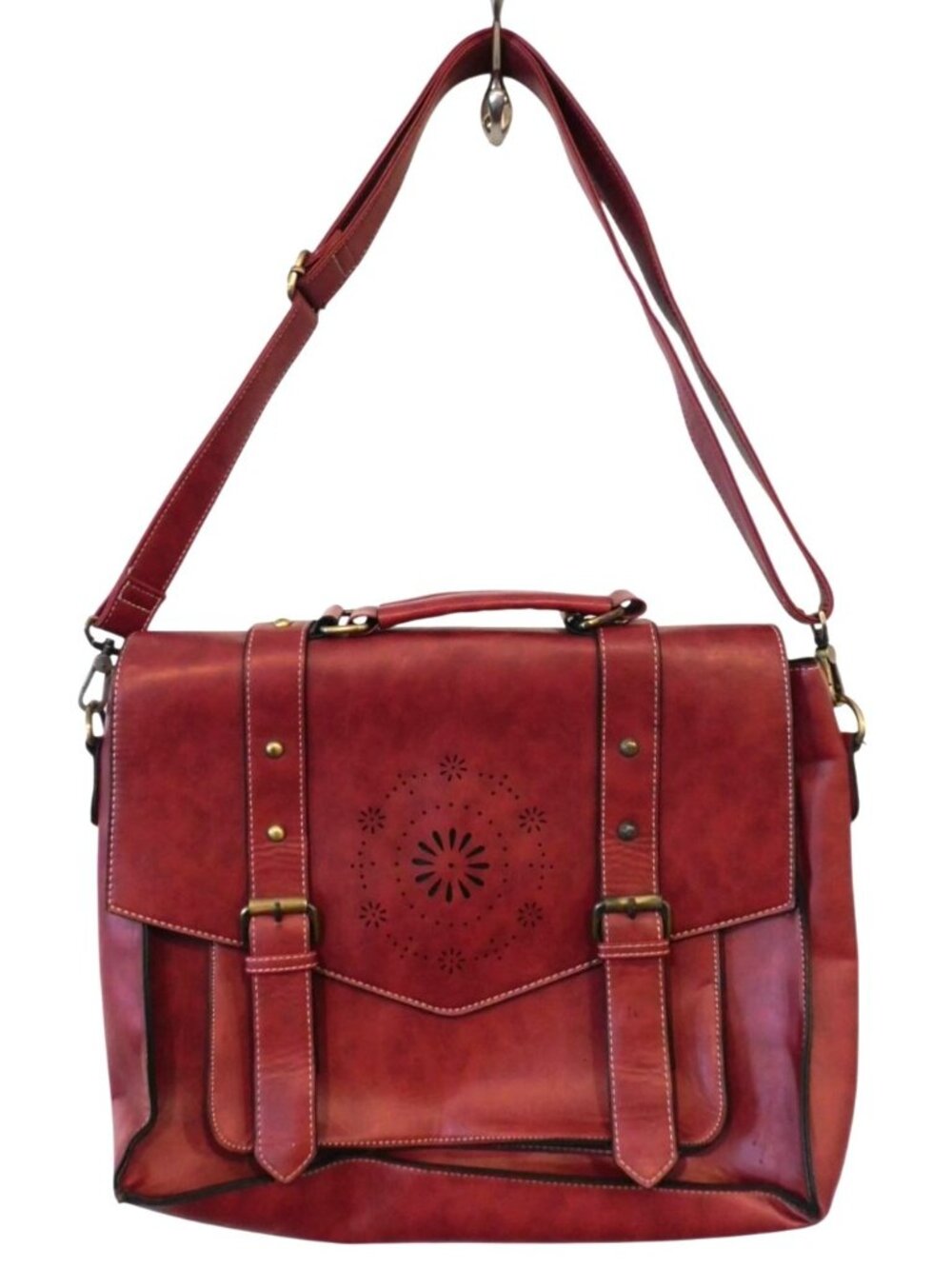 EcoSusi Professor Laptop Bag Satchel Briefcase Red Vegan Leather Crossbody